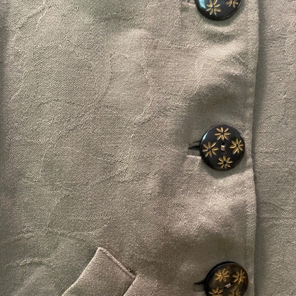 OOAK Handmade Wool, Faux Sherpa, Satin Lined Coat Ginkgo Leaf Patttern Medium - Picture 5 of 9